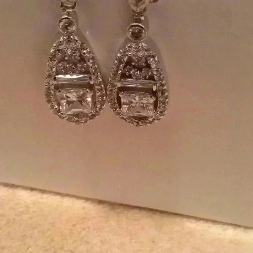 Diamond cubic zircon earrings